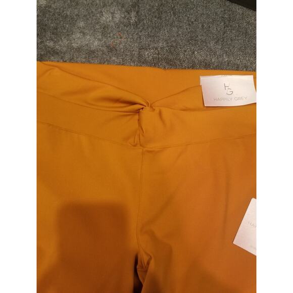 Happily Grey Women's Sz XL Terracotta Orange Twist Front Flare‎ Leg Leggings - Picture 9 of 10